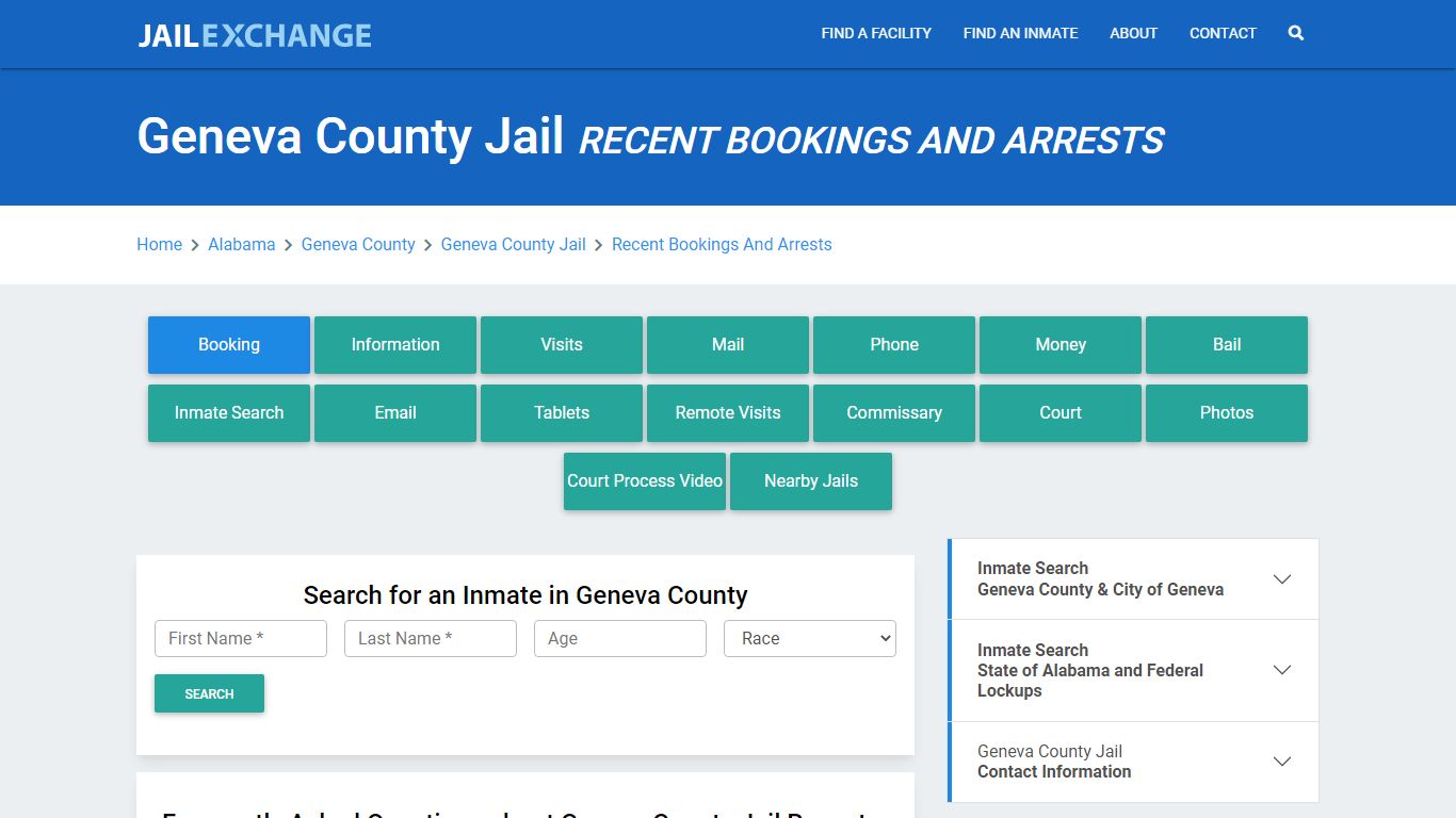 Geneva County Jail Recent Bookings And Arrests - Jail Exchange